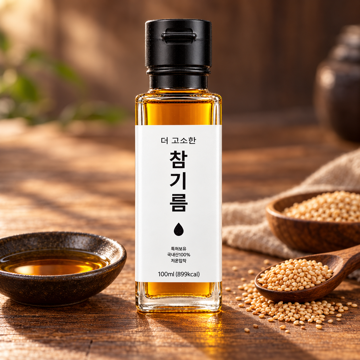 LAB51 Deep Sesame Oil styled with its ingredients
